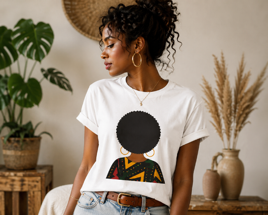 T-Shirt silhouette femme afro - design graphique – coton doux – coupe moderne – style tendance
