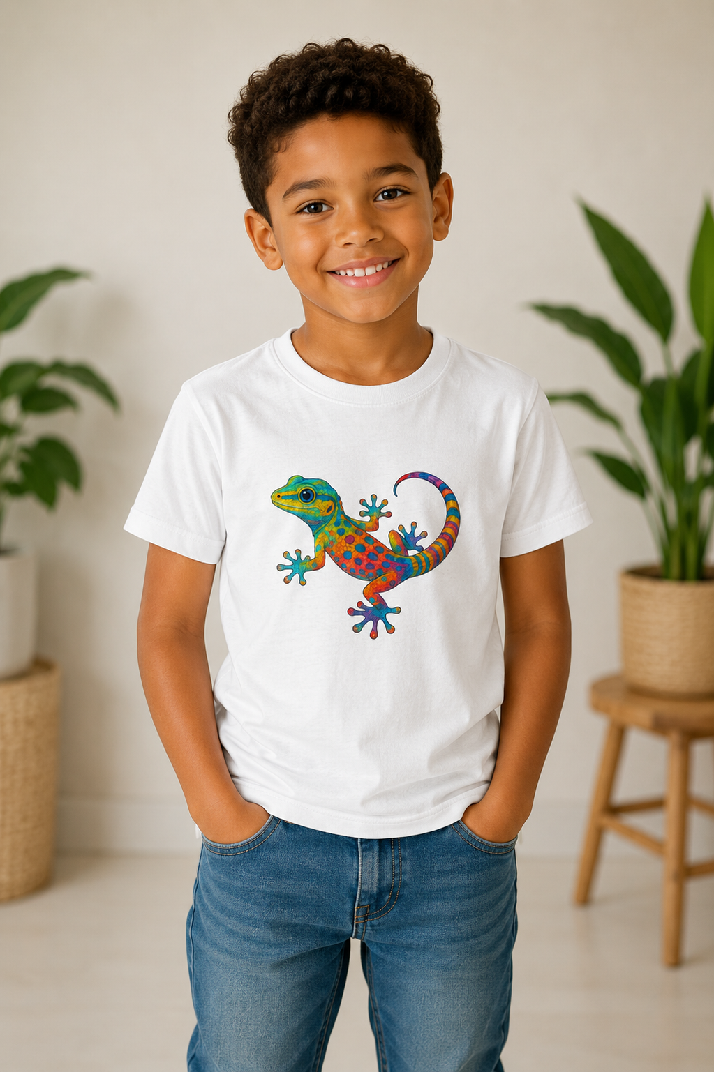 T-shirt enfant Gecko Pop – Lézard tropical coloré