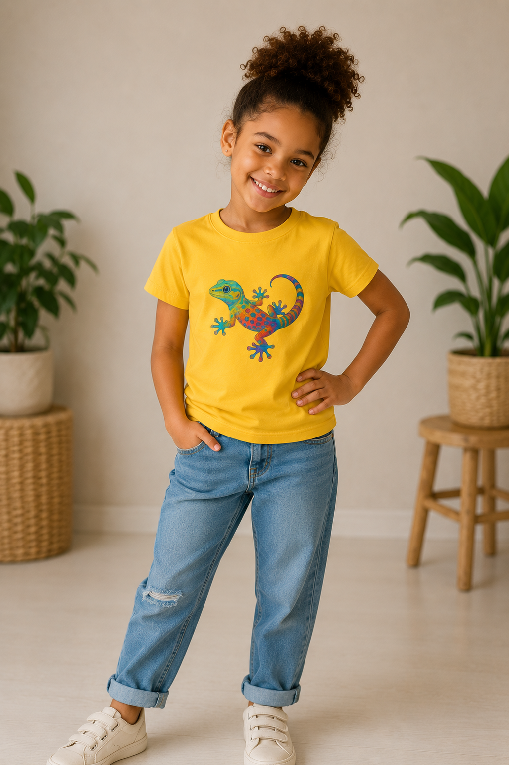 T-shirt enfant Gecko Pop – Lézard tropical coloré
