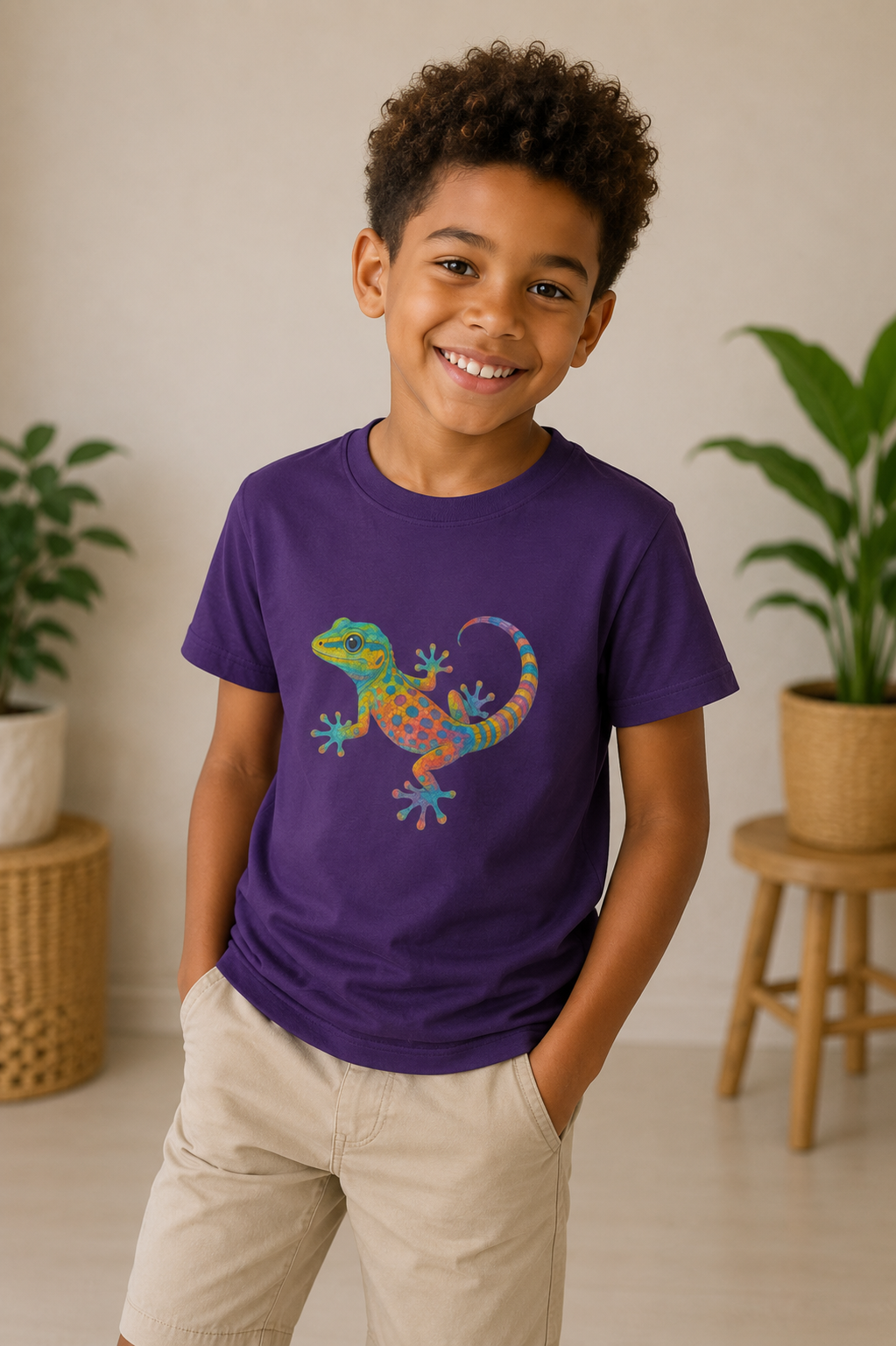 T-shirt enfant Gecko Pop – Lézard tropical coloré