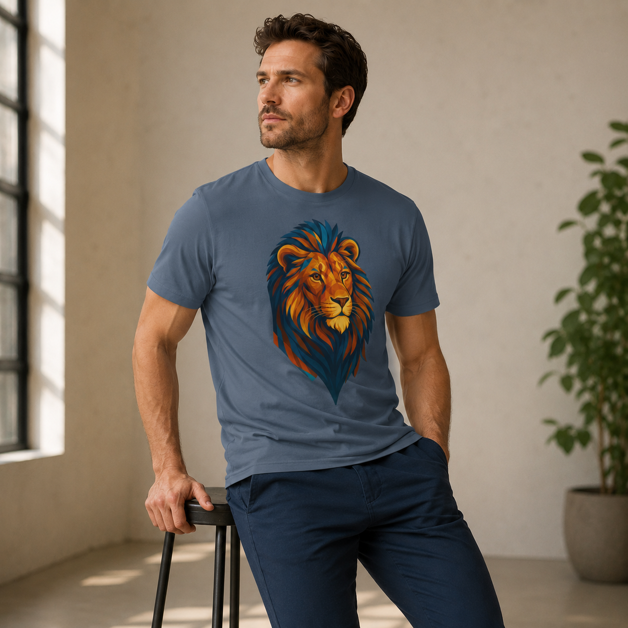 T-shirt lion graphique – Style puissant et moderne