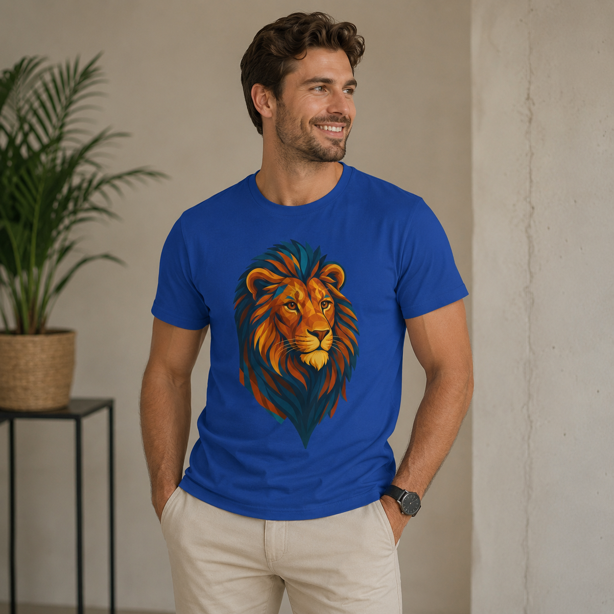 T-shirt lion graphique – Style puissant et moderne