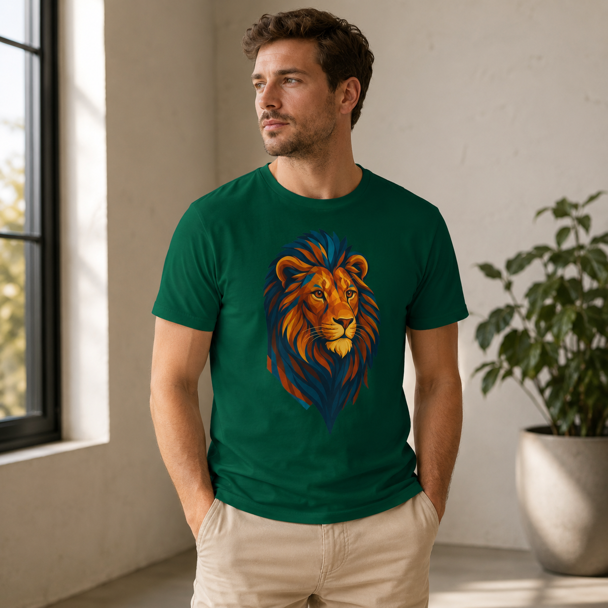 T-shirt lion graphique – Style puissant et moderne